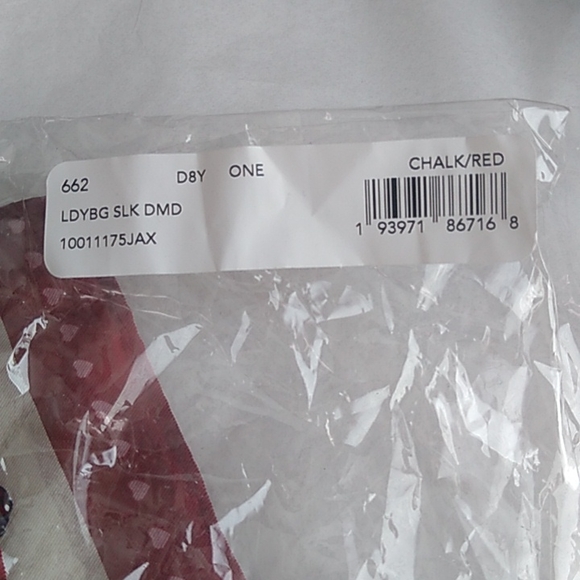 Coach 662 Ladybug Print Silk Diamond Scarf, Chalk/Red - Picture 2 of 6